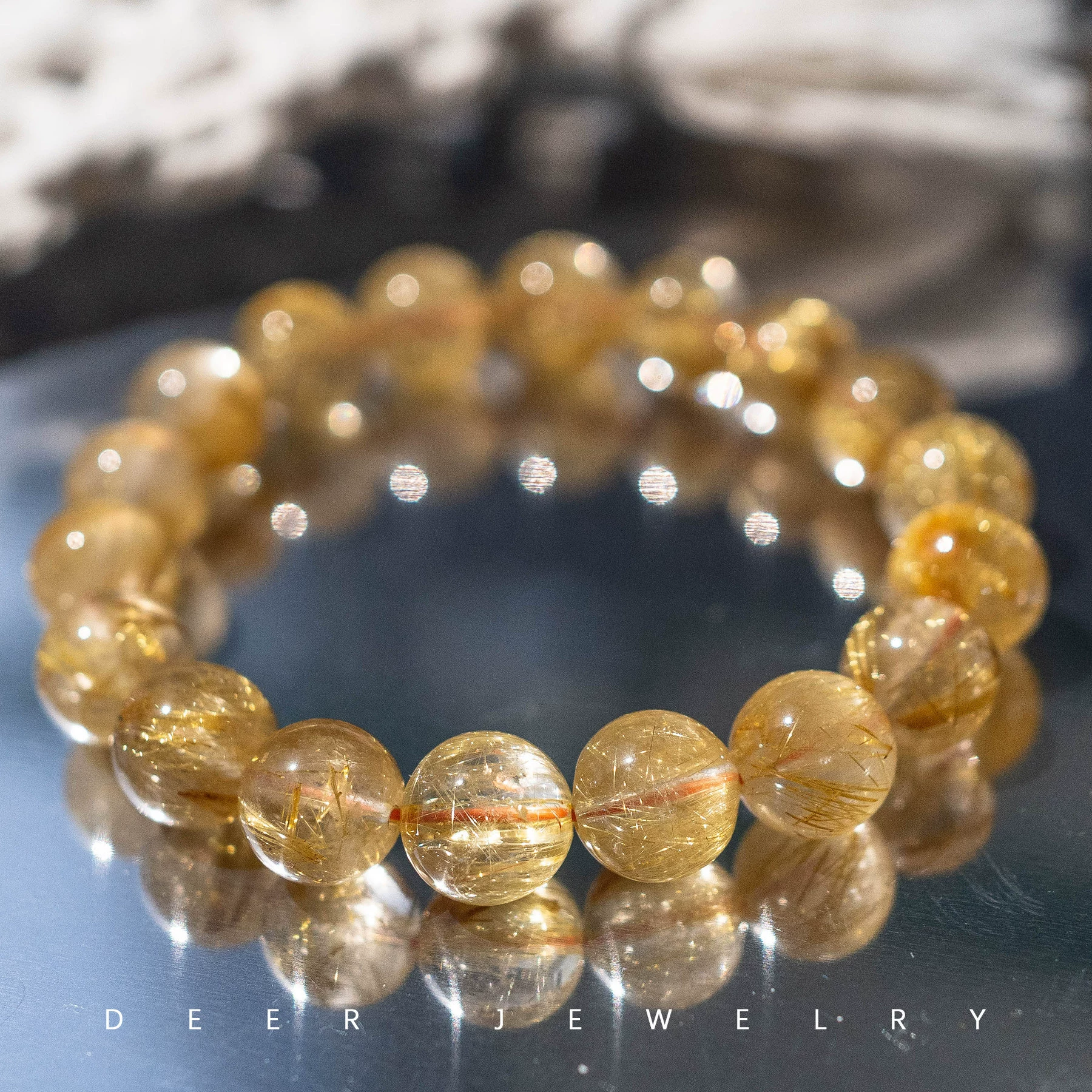 Natural Golden Rutilated Quartz Bracelet 12