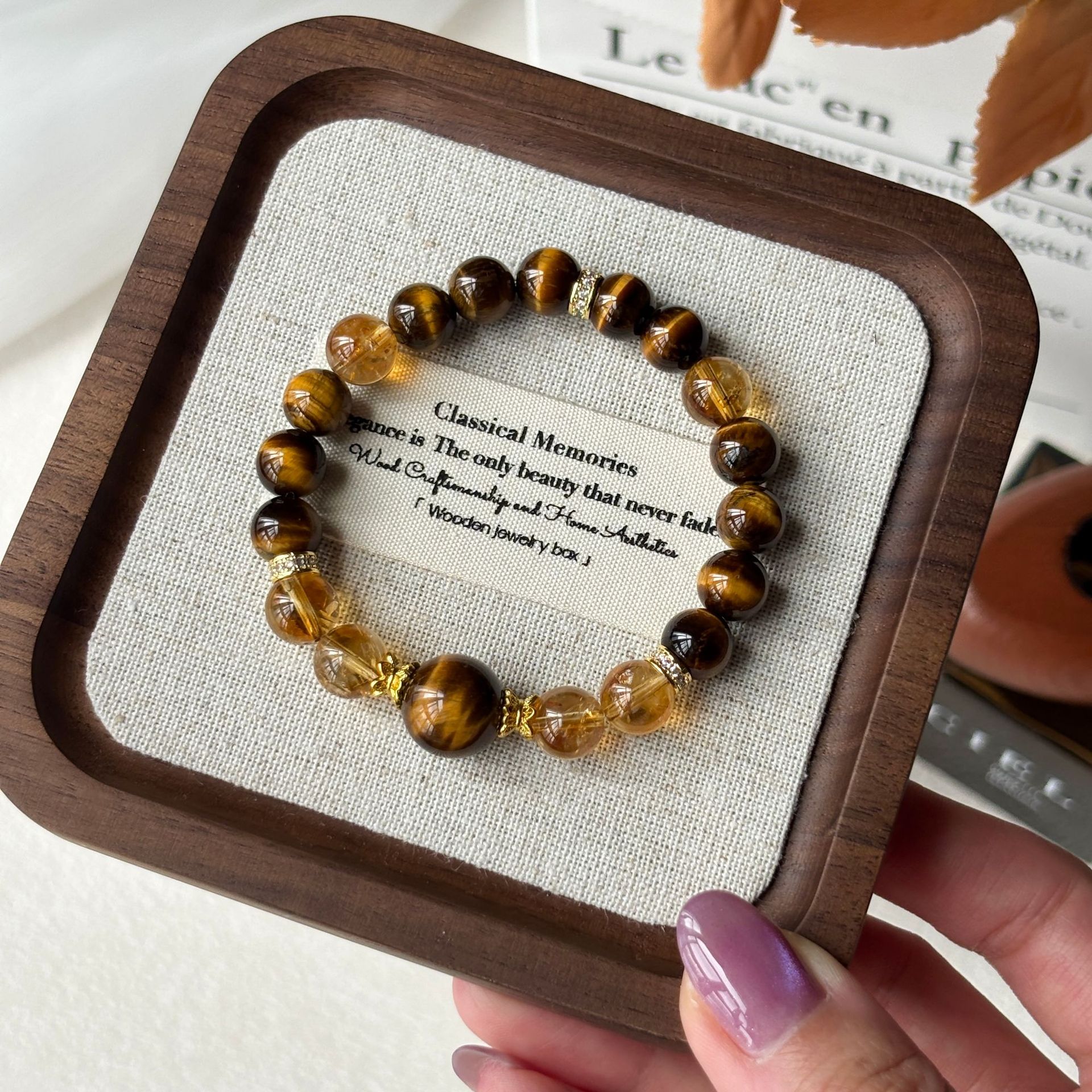 Natural Citrine 925 Sterling Silver Beaded Bracelet 6