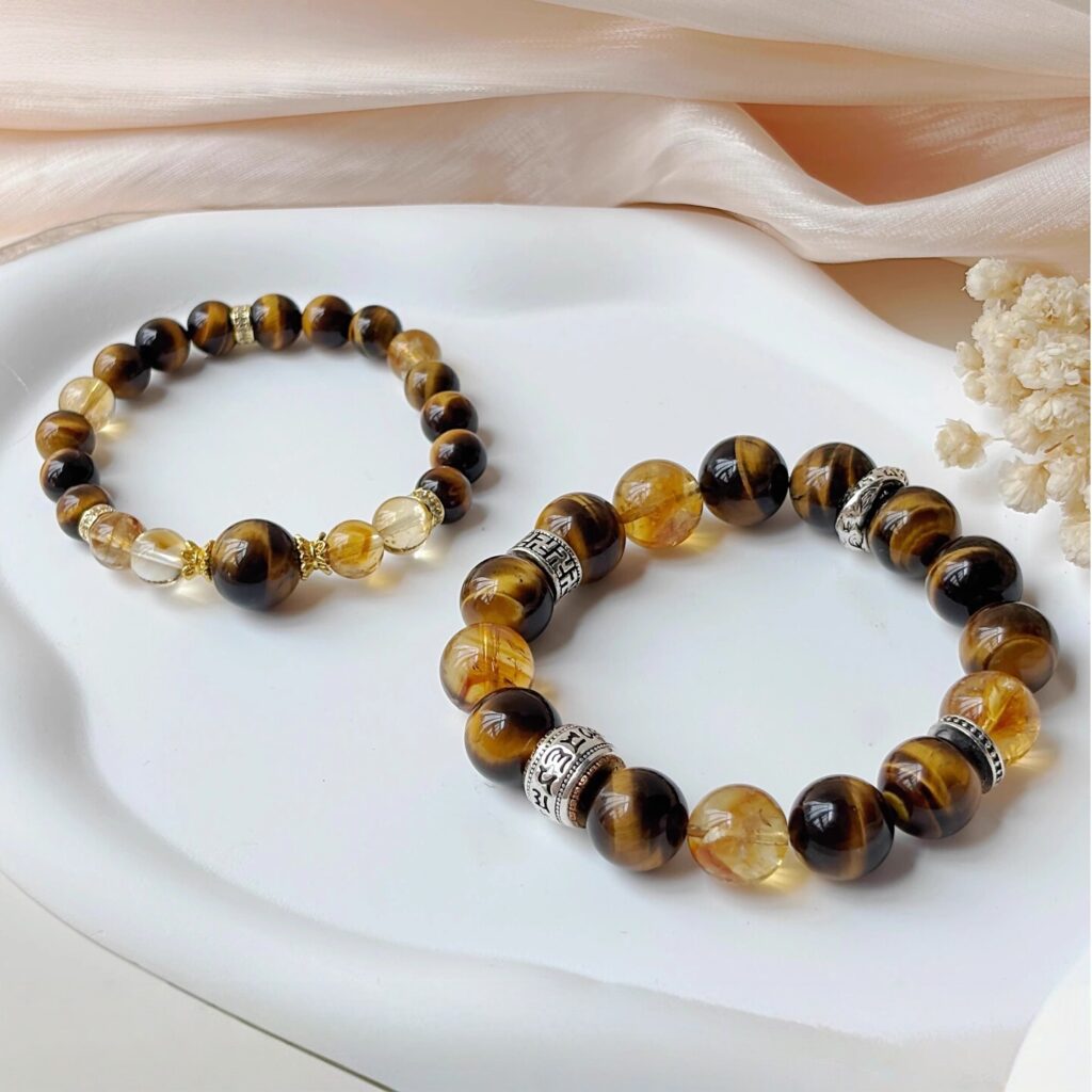 Natural Citrine 925 Sterling Silver Beaded Bracelet 1