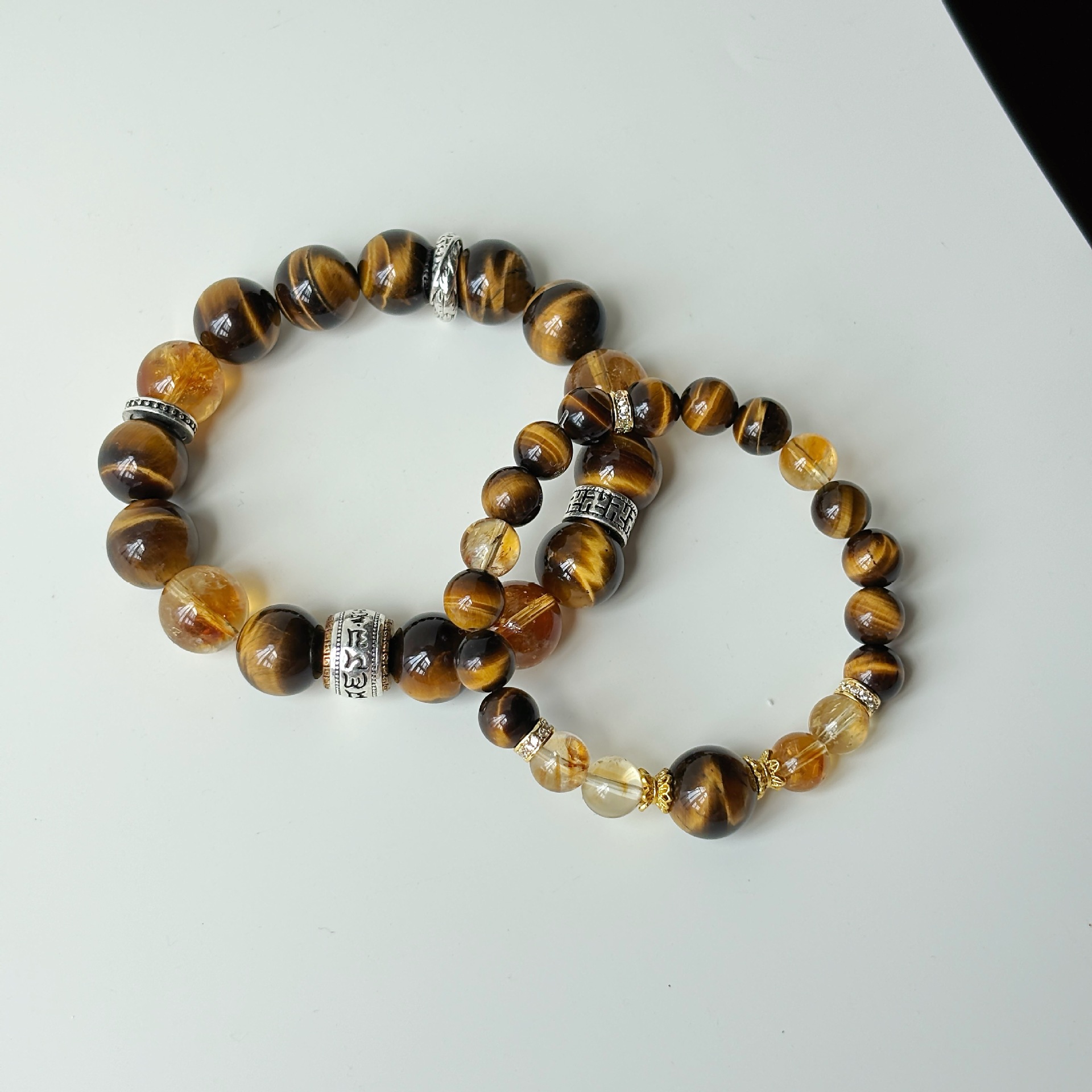 Natural Citrine 925 Sterling Silver Beaded Bracelet 4