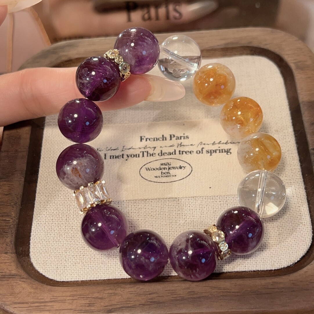 Unisex Handmade Natural Crystal Beaded Bracelet 3
