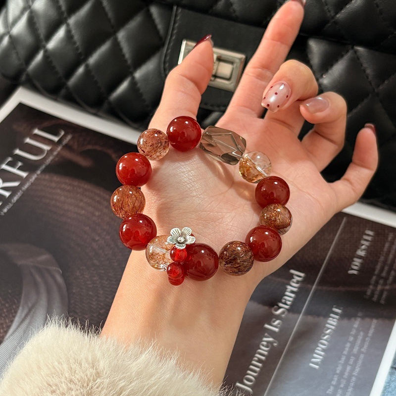 12mm Natural Mixed Crystal Beaded Bracelet for Women 2