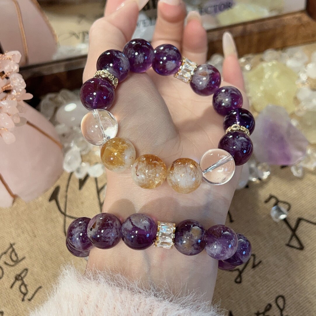 Unisex Handmade Natural Crystal Beaded Bracelet 5