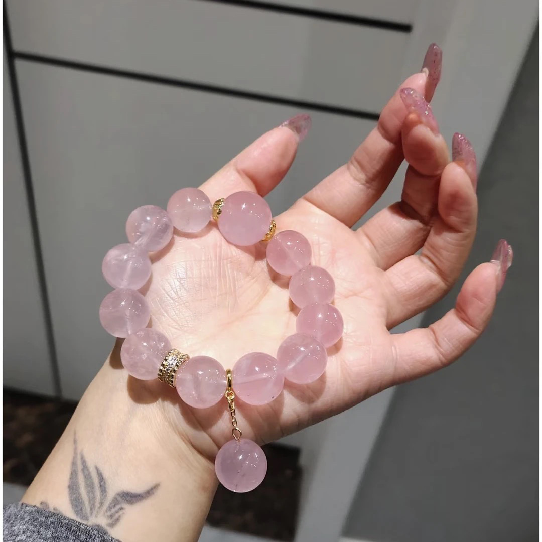 Natural Rose Quartz Handmade 18 Bead Bracelet