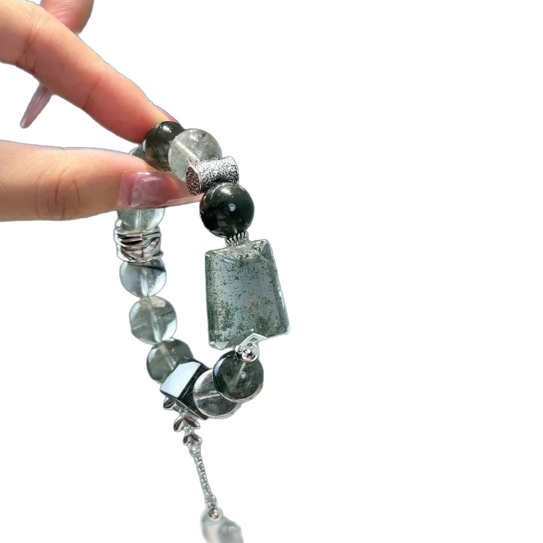 Natural Green Phantom Crystal Handmade Beaded Unisex Geometric Jewelry 6