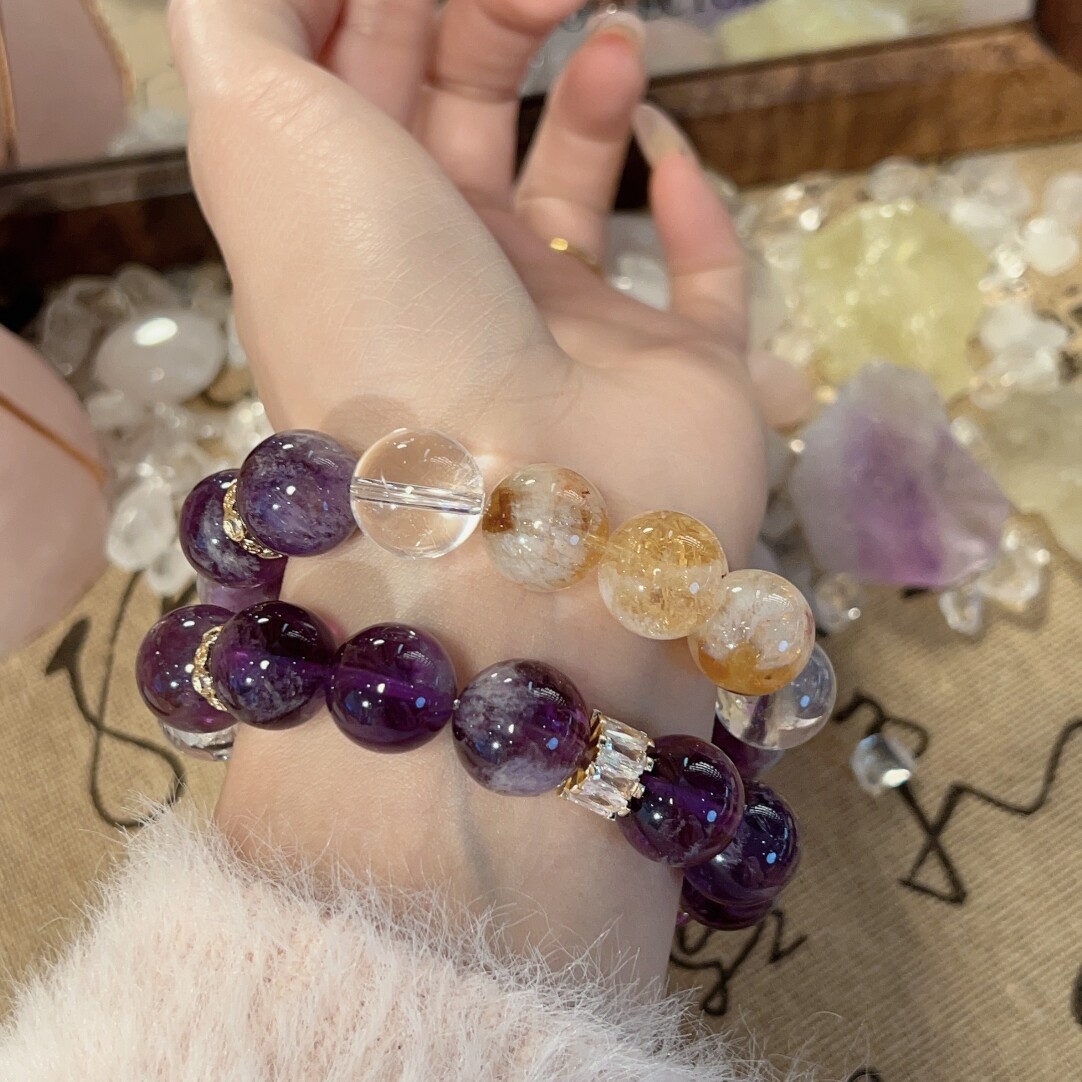 Unisex Handmade Natural Crystal Beaded Bracelet 6
