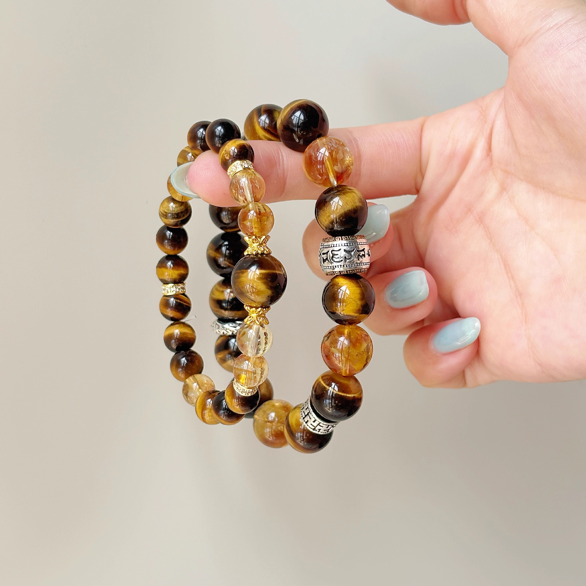 Natural Citrine 925 Sterling Silver Beaded Bracelet 3