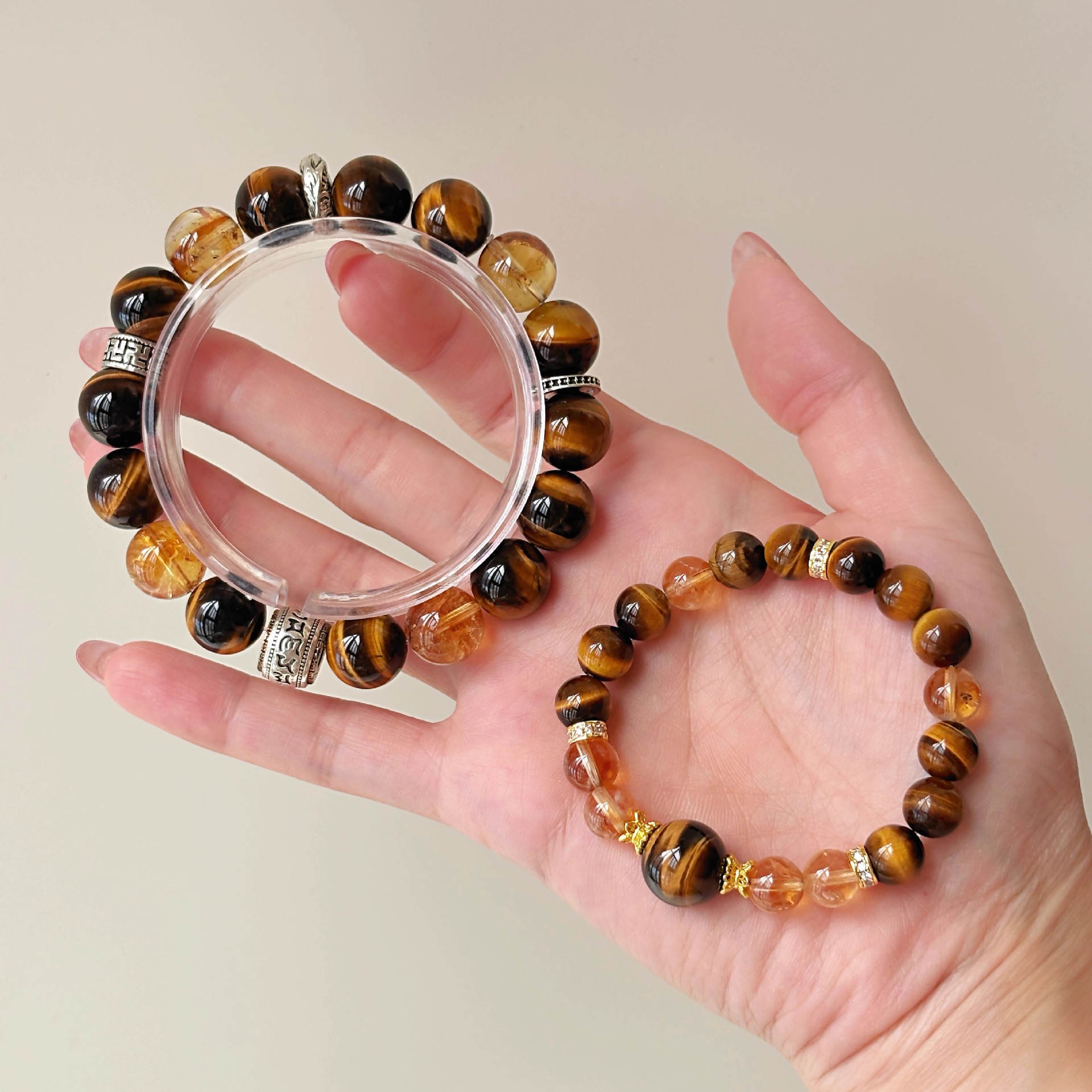 Natural Citrine 925 Sterling Silver Beaded Bracelet 2