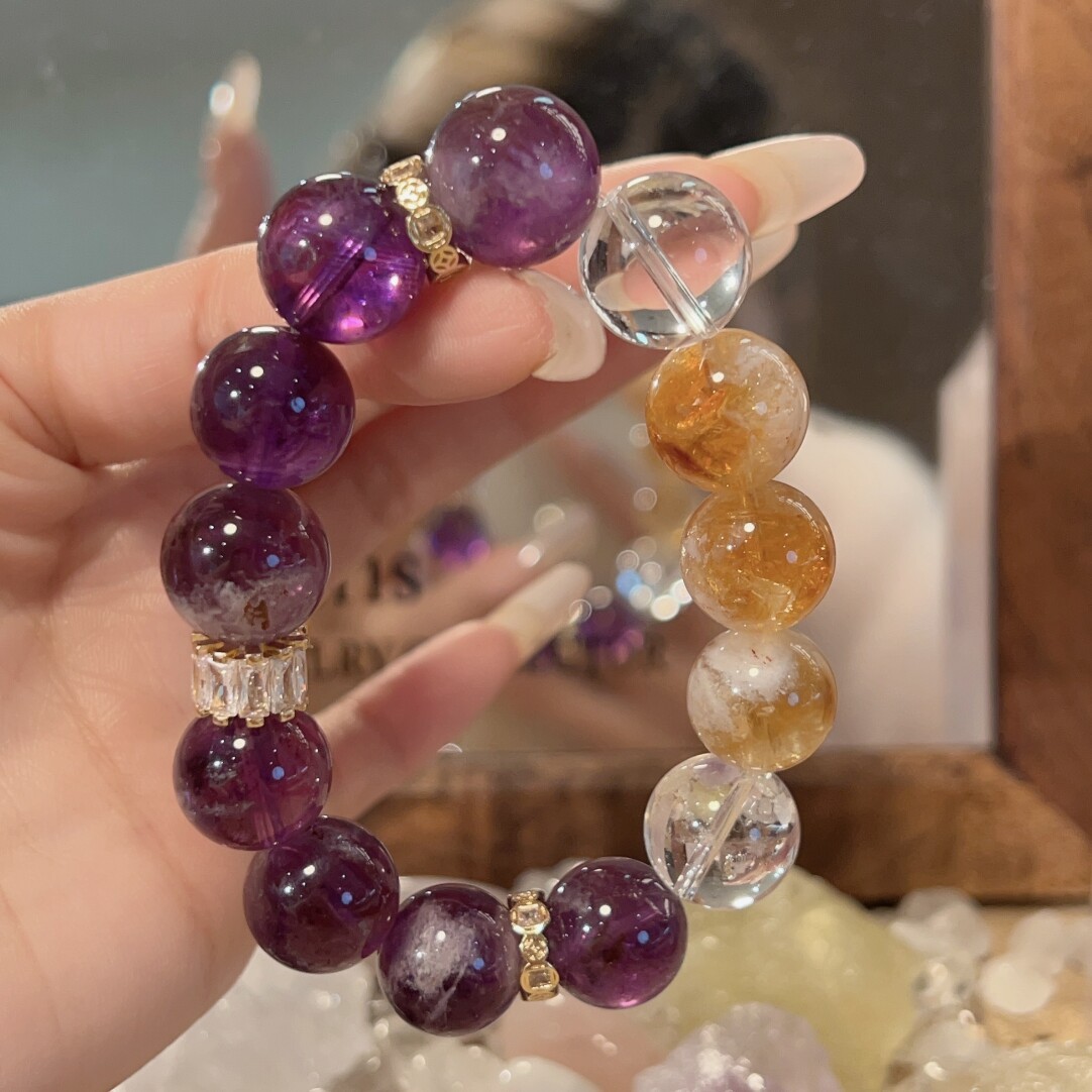 Unisex Handmade Natural Crystal Beaded Bracelet 4