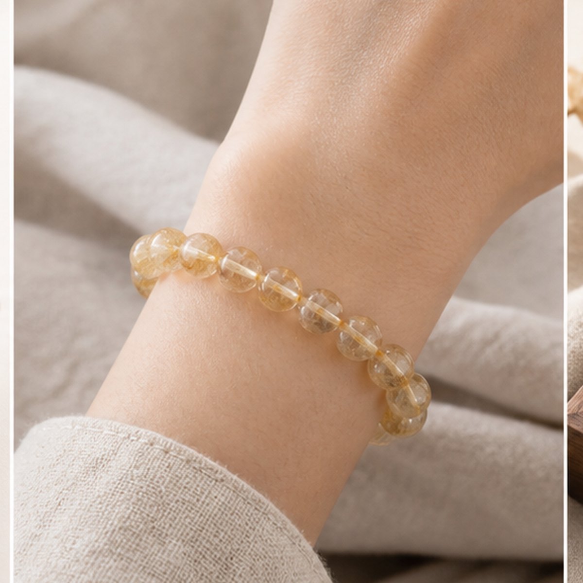 Hand finished golden rutilated quartz bracelet