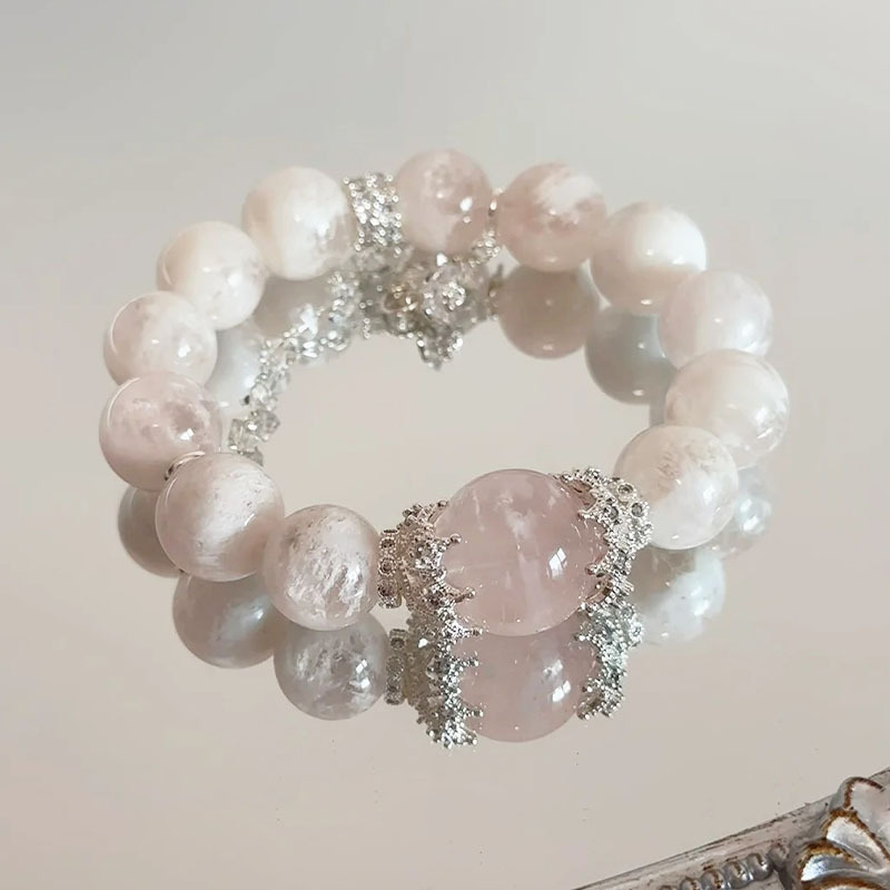 Pink Snow Phantom & Rose Quartz Bracelet