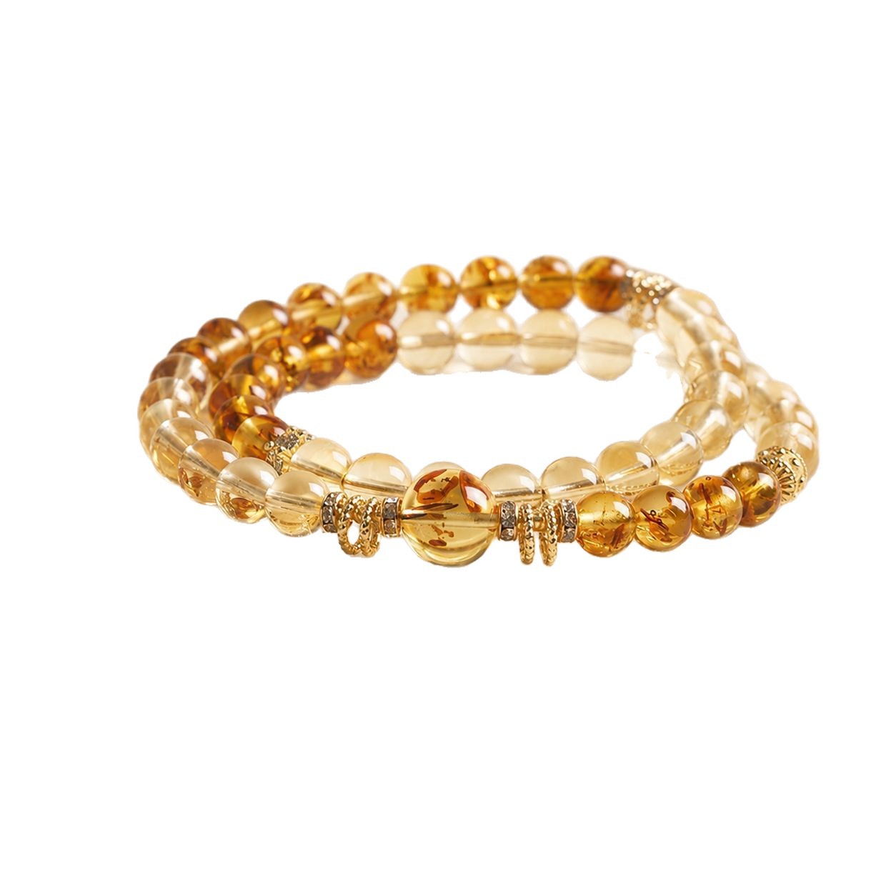 Citrine & Amber Double-Wrap Bracelet