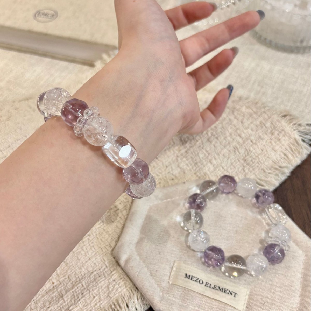 14mm Natural Amethyst Handmade Beaded Bracelet 2