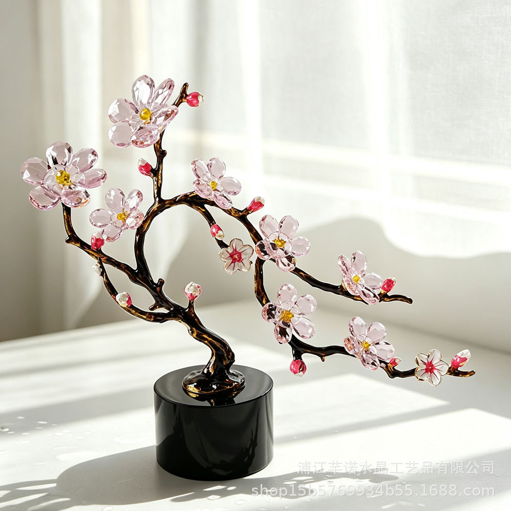 Elegant Handmade Artificial Crystal Plum Blossom Desktop Ornament 2