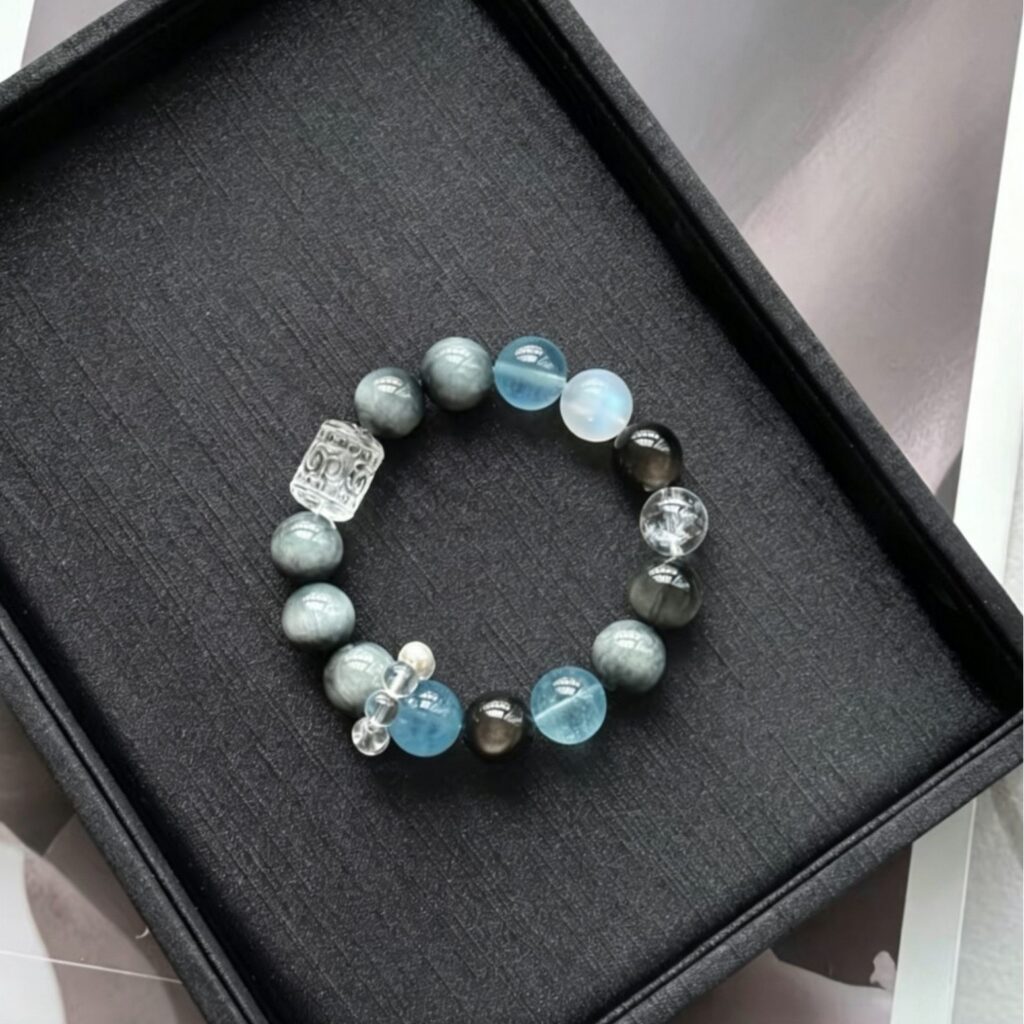 Natural White Crystal Handmade Round Bead Couple Bracelet 2