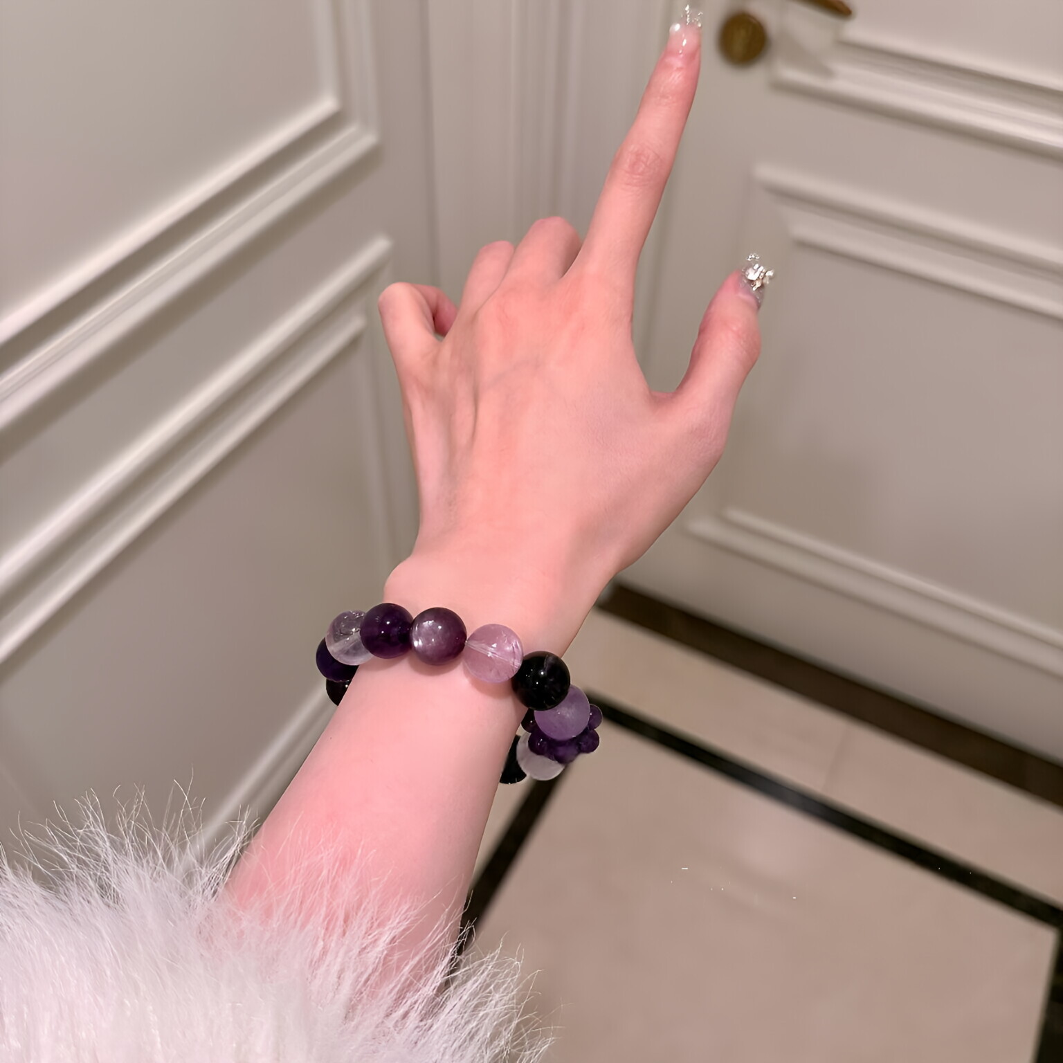 Natural Amethyst Bead Bracelet 12-14mm 4