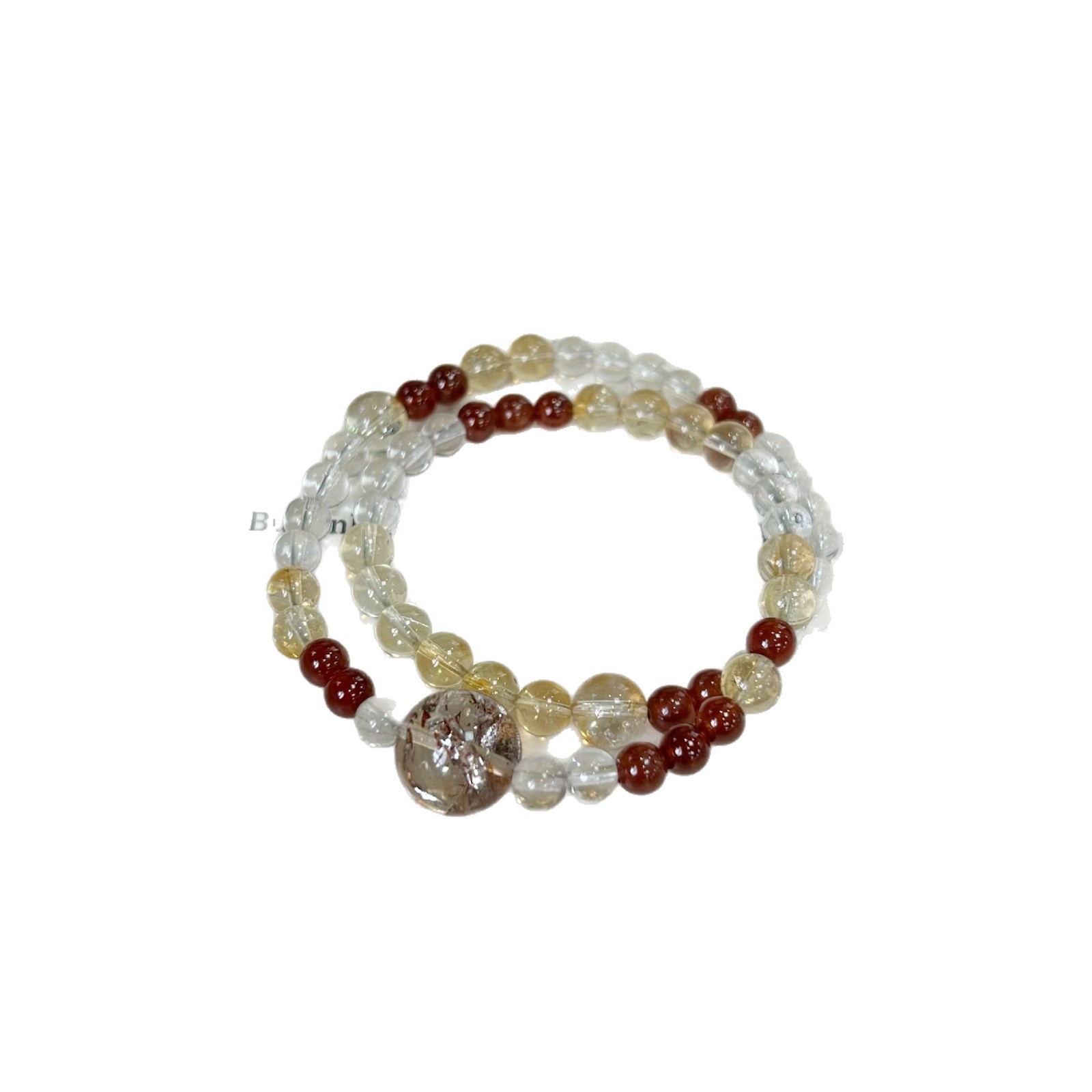 6mm Natural Yellow Crystal Handmade Round Bead Women's Bracelet 6