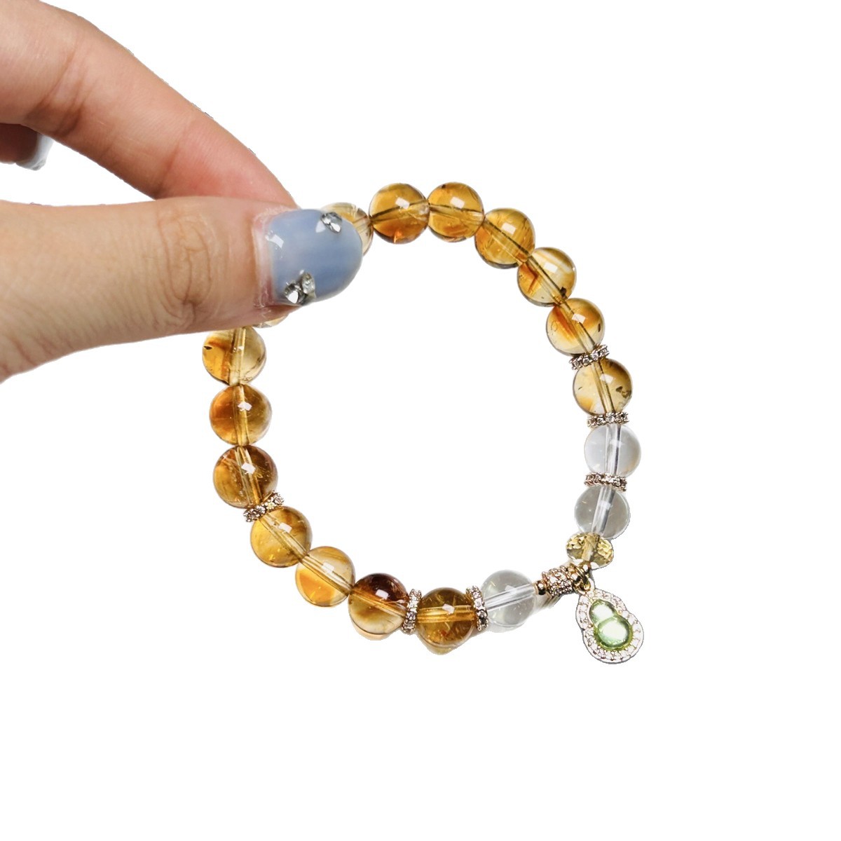 8-9mm Natural Yellow Crystal Round Beaded Unisex Jewelry 6
