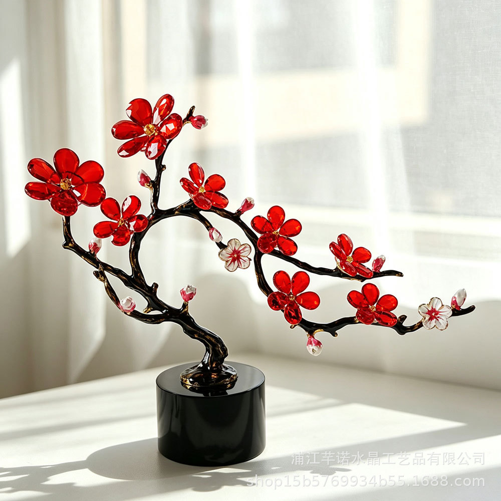Elegant Handmade Artificial Crystal Plum Blossom Desktop Ornament 1