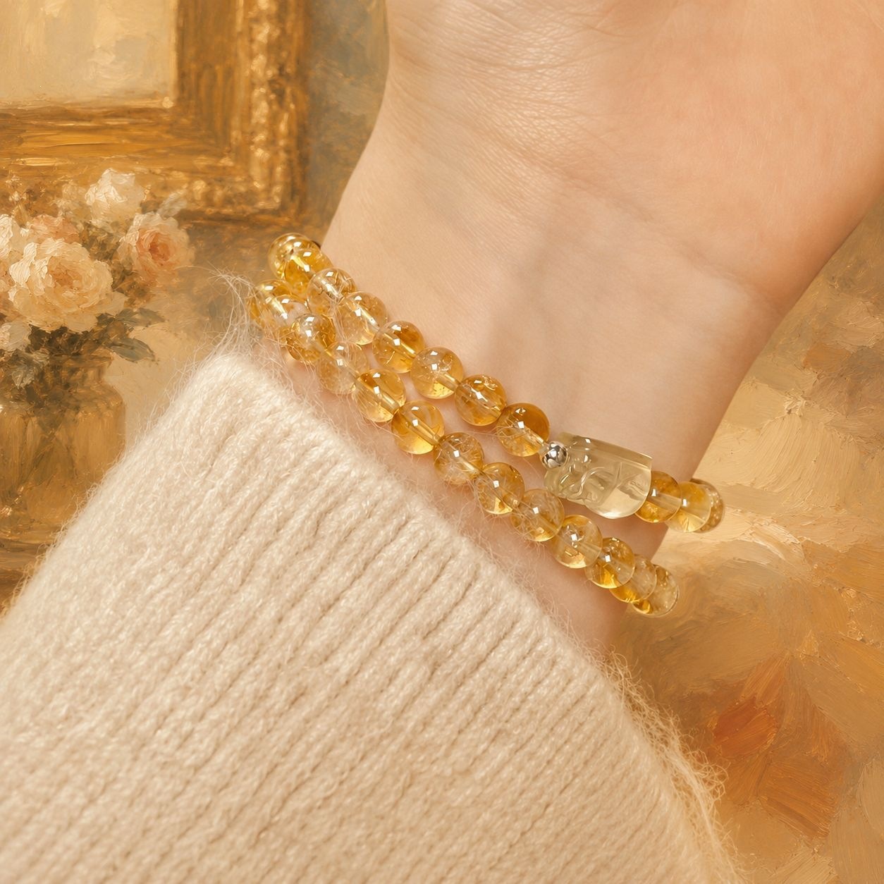 925 Sterling Silver Handmade Yellow Azeztulite Crystal Bracelet 4