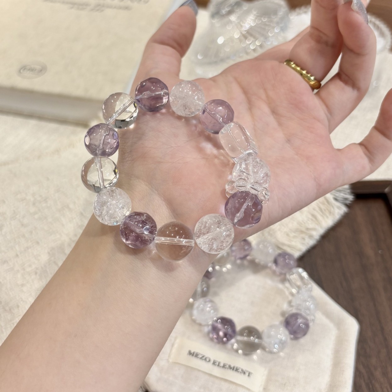 14mm Natural Amethyst Handmade Beaded Bracelet
