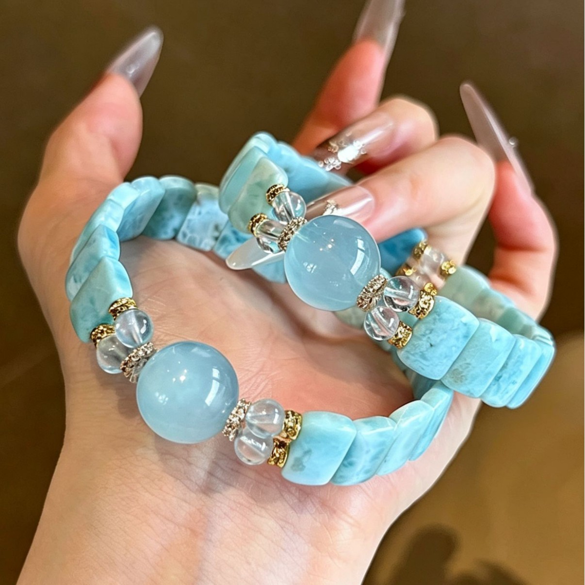 Natural Larimar Handmade Beaded Women’s Jewelry