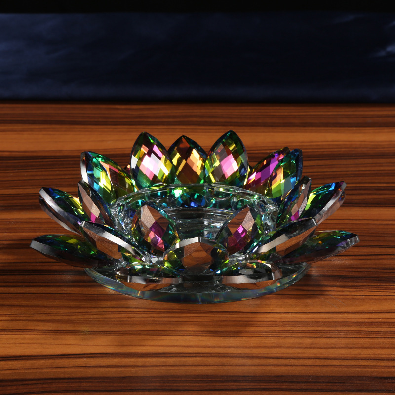 White Crystal Lotus Candle Holder Decor 2