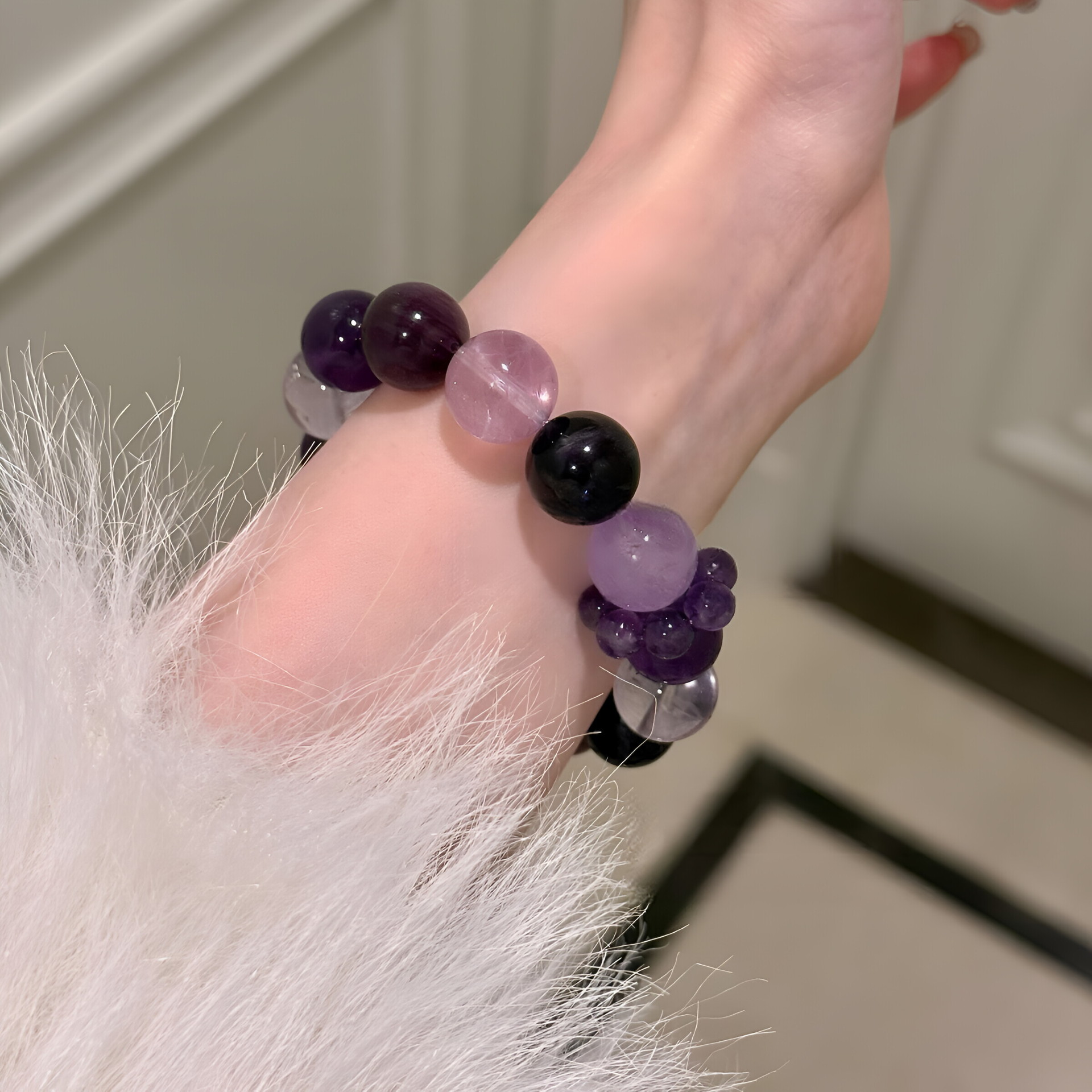 Natural Amethyst Bead Bracelet 12-14mm 3