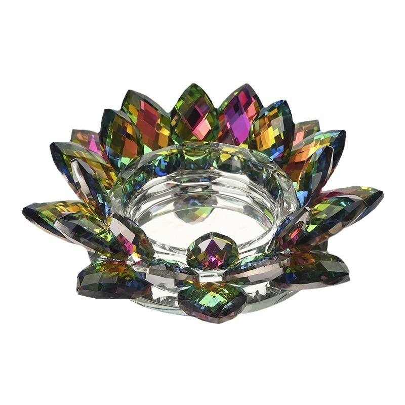 White Crystal Lotus Candle Holder Decor 9
