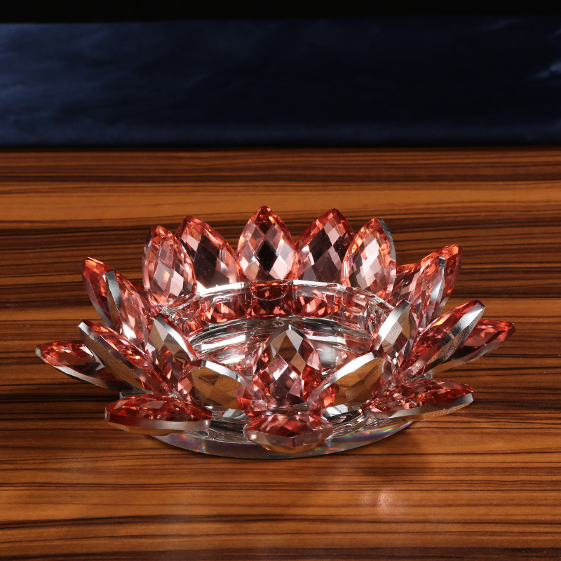 White Crystal Lotus Candle Holder Decor 3