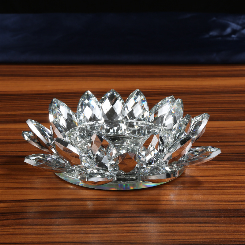 White Crystal Lotus Candle Holder Decor