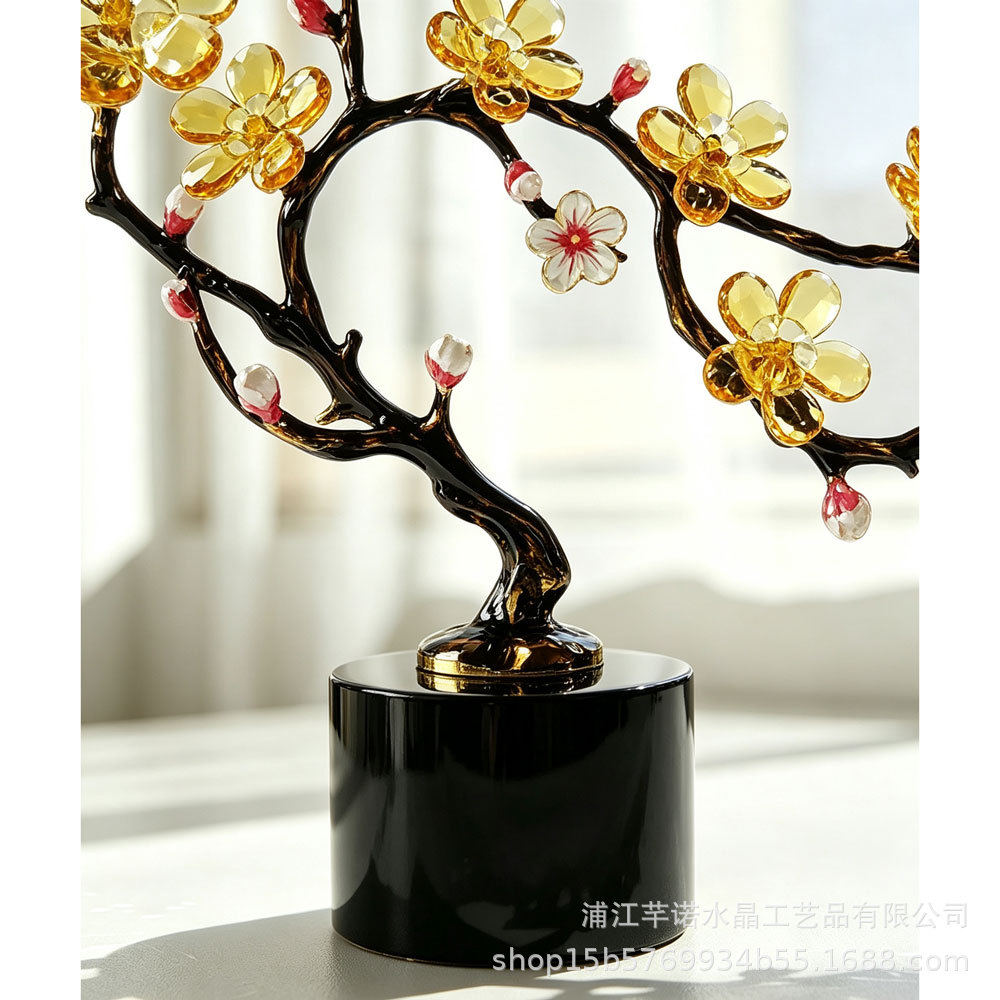 Elegant Handmade Artificial Crystal Plum Blossom Desktop Ornament 4