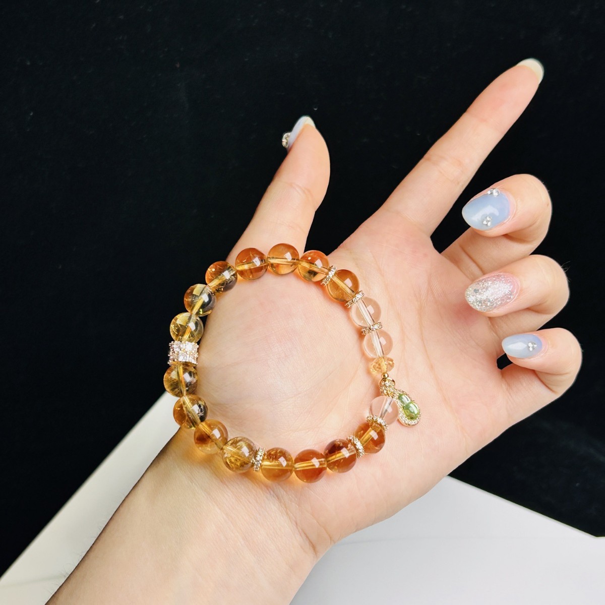 8-9mm Natural Yellow Crystal Round Beaded Unisex Jewelry 5