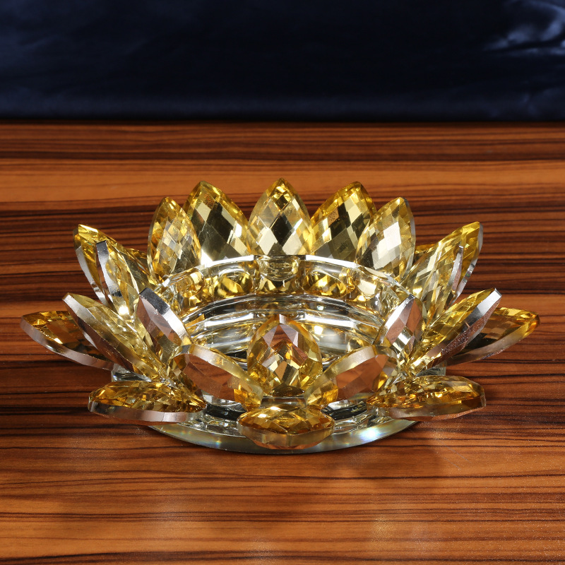 White Crystal Lotus Candle Holder Decor 4