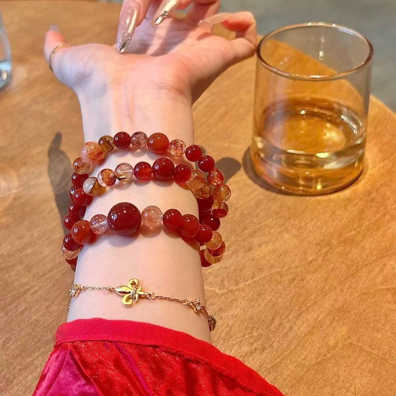 Original Handmade Natural Red Hematoid Red Phantomed Red Agate Crystal Jewelry