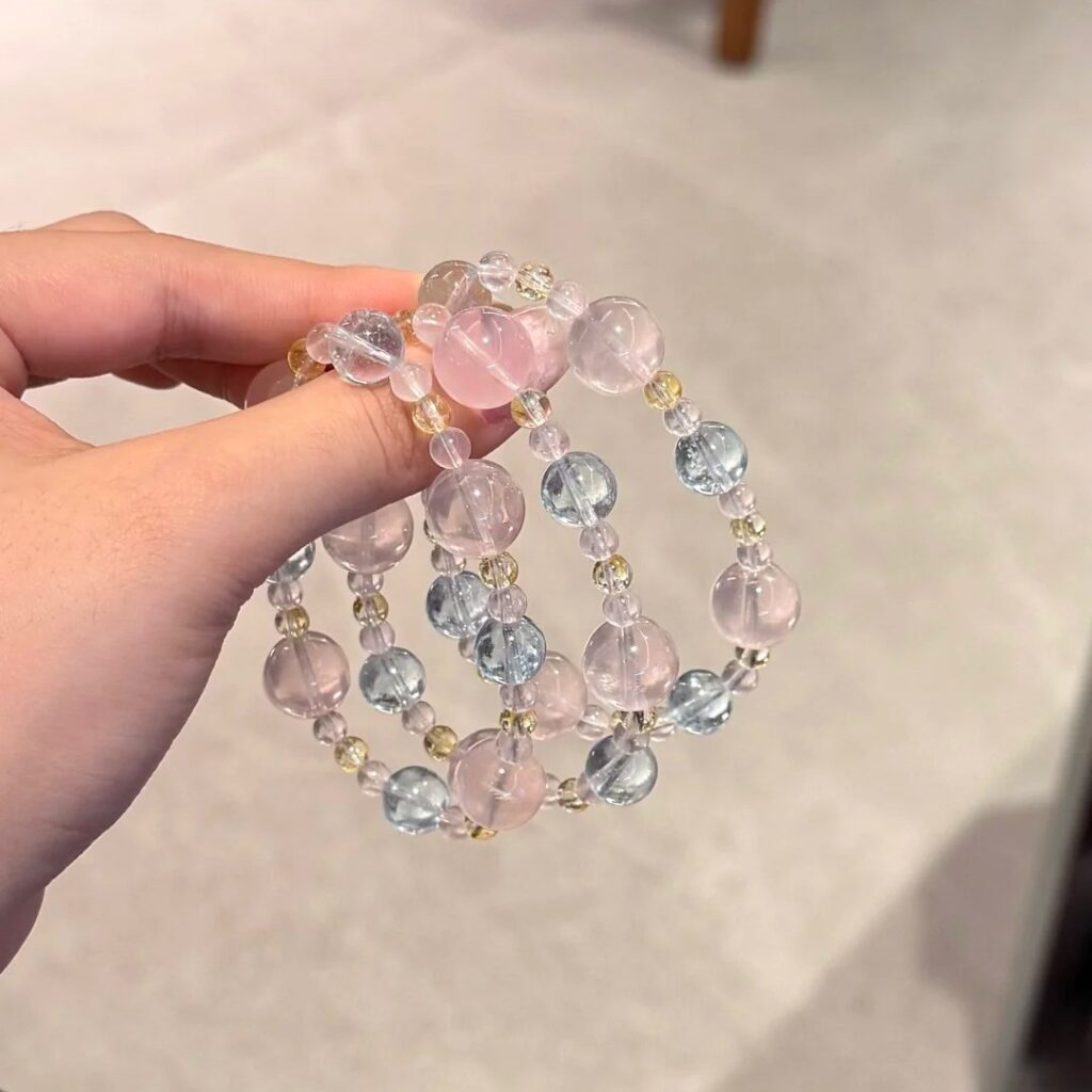 Original Design Natural Pink Crystal Beaded Jewelry 1