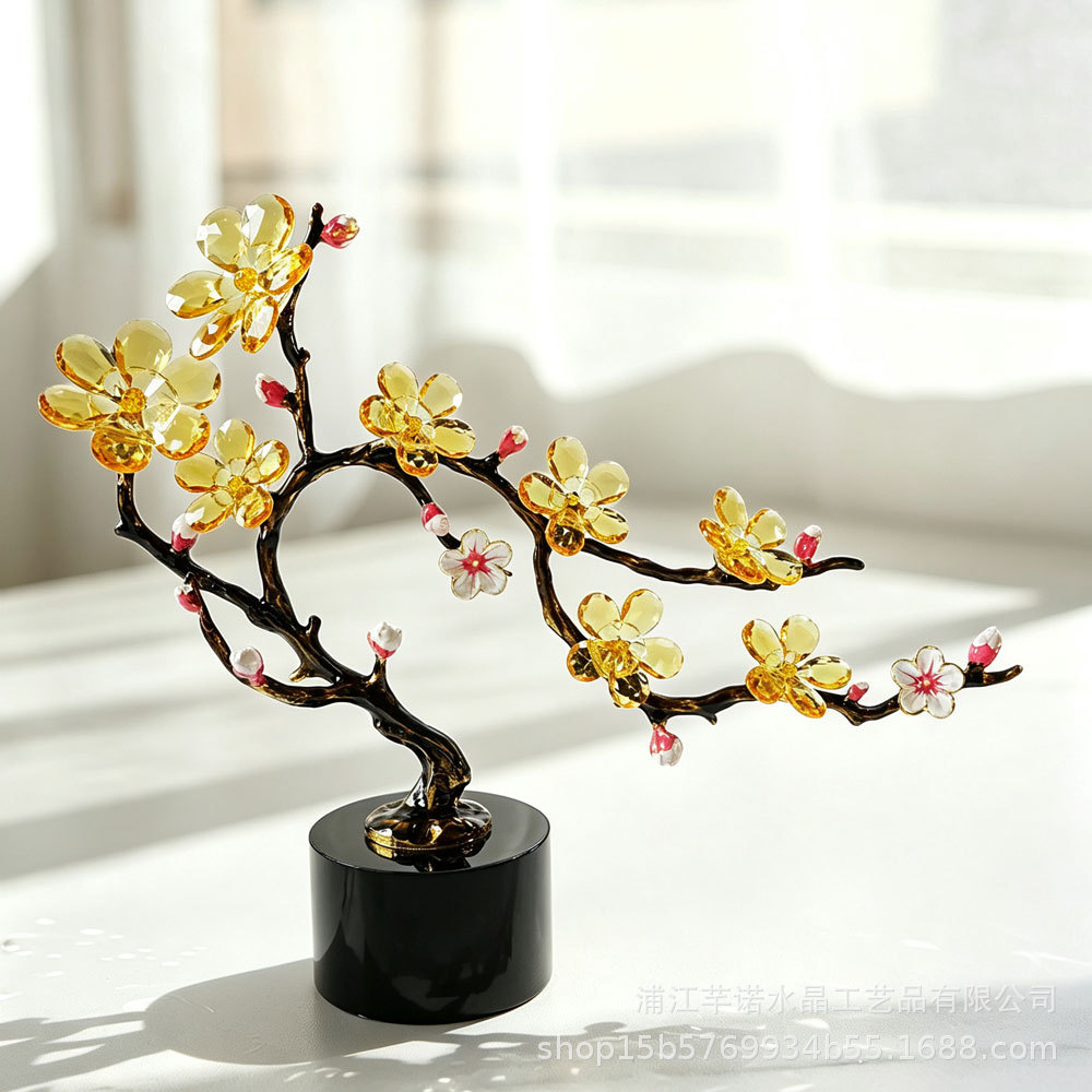 Elegant Handmade Artificial Crystal Plum Blossom Desktop Ornament 3
